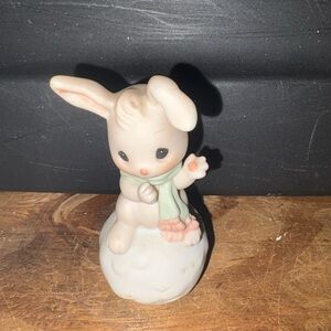 Precious Moments- Vintage Ceramic Bunny Figurine with Mint Scarf